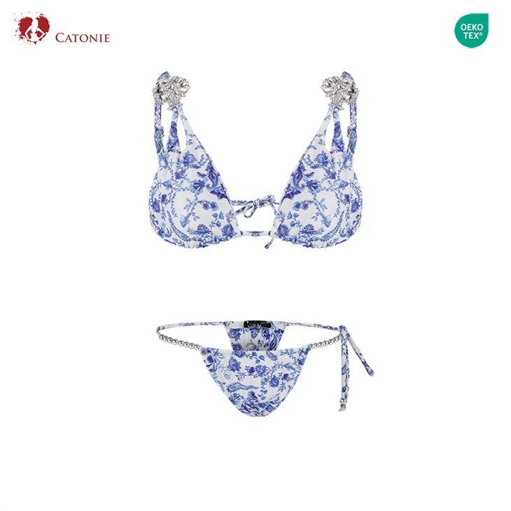 Blue and White Flower Bikini price